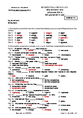 Đề kiểm tra chung lần 1 môn Tiếng Anh Lớp 10 - Mã đề thi 132 - Trường THPT Nguyễn Trãi